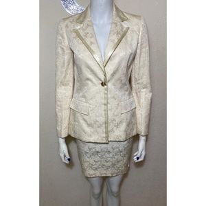 Anna Sui Cream Butterfly 1998 Blazer Skirt Set